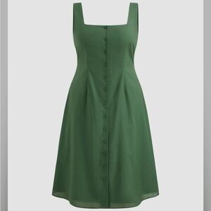 Cider Linen Blend Green Midi Dress